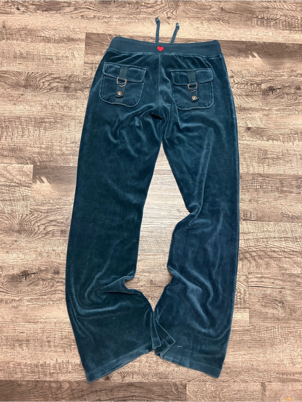 TWISTED HEART Velvet Wide-Leg Jeans in Dark Teal